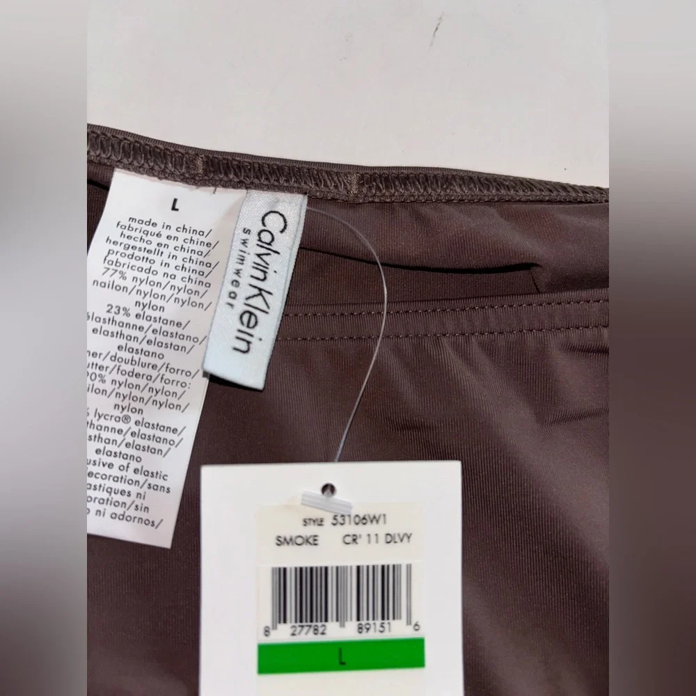 Calvin Klein Hipster Brown Bottom Women L Full Coverage NEW Beach Surf Vacation